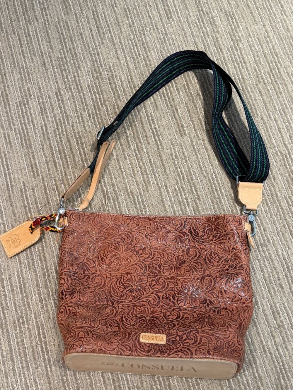 Consuela Sally Leather Tooled Hobo Bag - 2 Straps Included